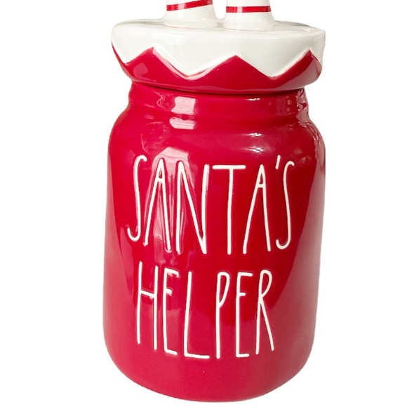 ⭐️TODAY⭐️ NEW Rae Dunn Baby SANTA’S HELPER Canister w/Elf Feet Topper - Picture 4 of 5